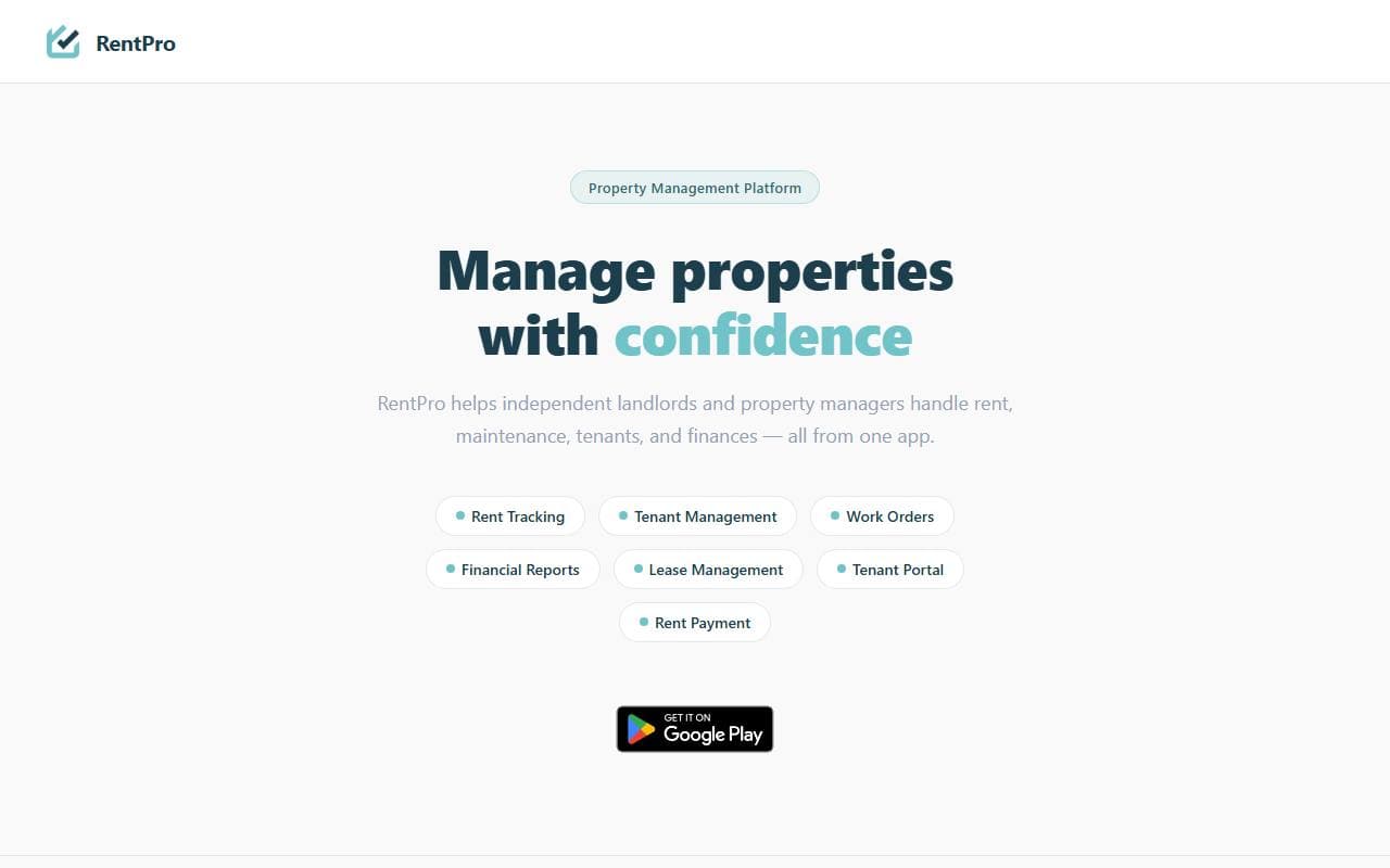 RentPro app website